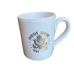 Rare American Embassy Rome Italy Don Levine 24k Mug, White & Gold